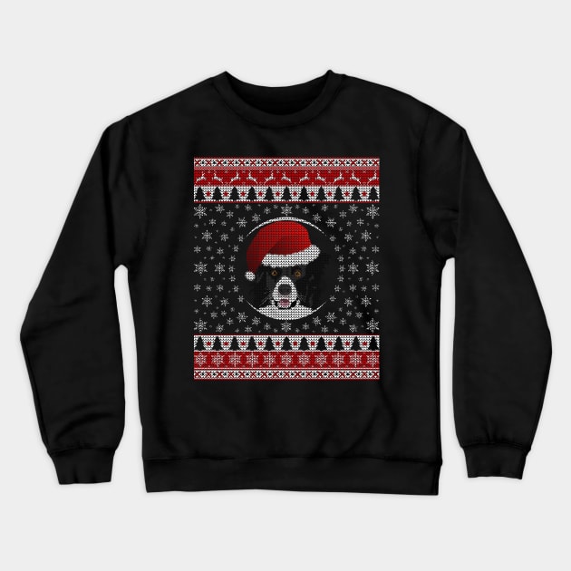 Border Collie Santa Hat Crewneck Sweatshirt by Sleazoid